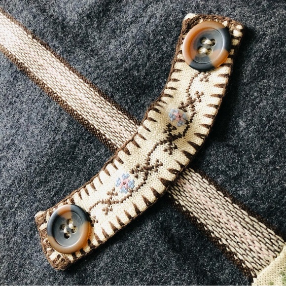 Tribal Wool Blend Jacquard Knitted Jacket in Grey & Cream Size L - Picture 6 of 15